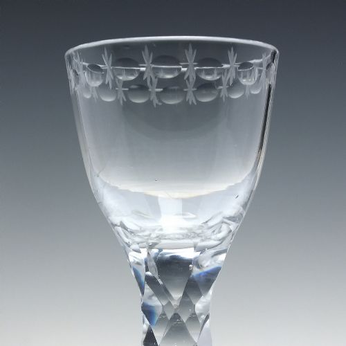 RARE GEORGIAN 18TH CENTURY FACET CUT ENGRAVED FIRING GLASS C1780 - ADDITIONAL PHOTO 2