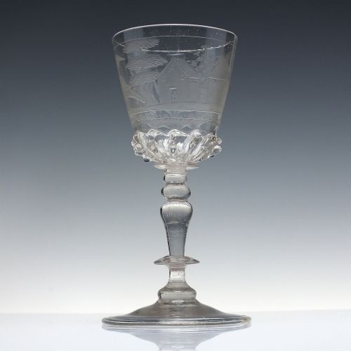 17TH CENTURY BOHEMIAN ENGRAVED WINE GLASS GOBLET C1680 - ADDITIONAL PHOTO 1