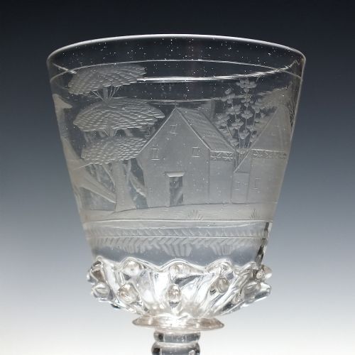 17TH CENTURY BOHEMIAN ENGRAVED WINE GLASS GOBLET C1680 - ADDITIONAL PHOTO 3