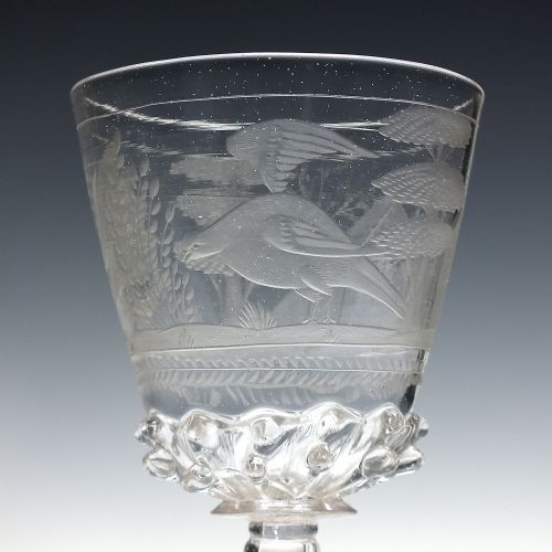 17TH CENTURY BOHEMIAN ENGRAVED WINE GLASS GOBLET C1680 - ADDITIONAL PHOTO 4
