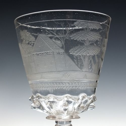 17TH CENTURY BOHEMIAN ENGRAVED WINE GLASS GOBLET C1680 - ADDITIONAL PHOTO 6