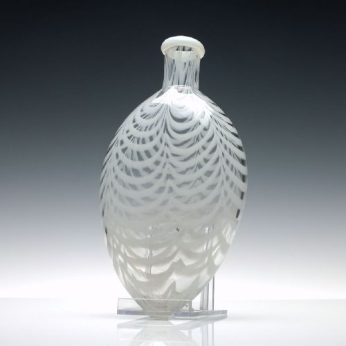 VICTORIAN NAILSEA GLASS FLASK WITH RARE OPALESCENT RIM C1830 - ADDITIONAL PHOTO 1