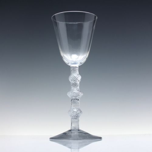 RARE TRIPLE KNOP 18TH CENTURY AIR TWIST WINE GLASS C1750 - ADDITIONAL PHOTO 1