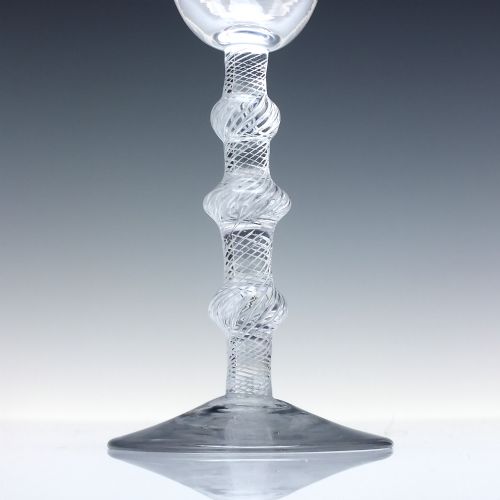 RARE TRIPLE KNOP 18TH CENTURY AIR TWIST WINE GLASS C1750 - ADDITIONAL PHOTO 2