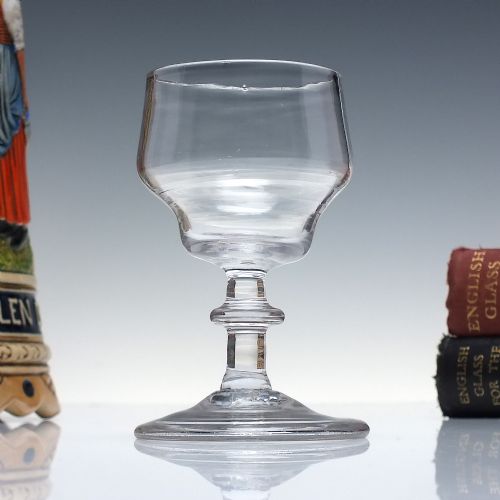 rare georgian incurved cup top bucket bowl port wine glass c1740 - CATEGORY: ANTIQUE GLASS - DATED 1750