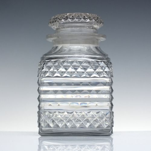 georgian cut glass tea caddy c1820 - CATEGORY: ANTIQUE GLASS - DATED 1800