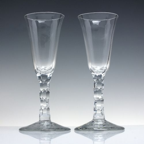 pair 18th century facet cut ale glass c1780 - CATEGORY: ANTIQUE GLASS - DATED 1750