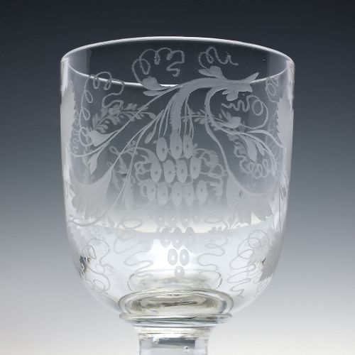 PAIR VICTORIAN ENGRAVED GLASS RUMMERS C1850 - ADDITIONAL PHOTO 5