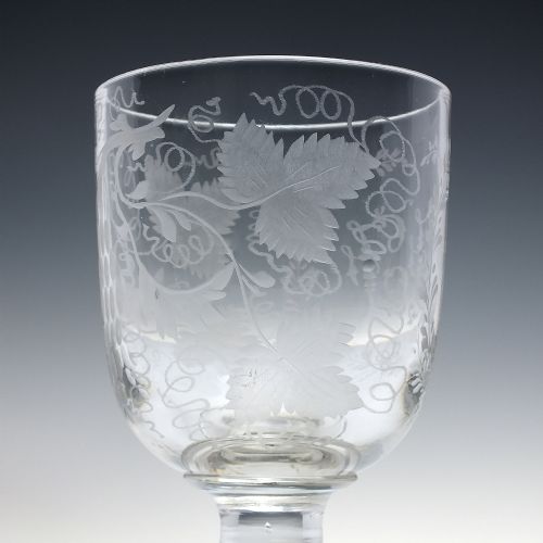PAIR VICTORIAN ENGRAVED GLASS RUMMERS C1850 - ADDITIONAL PHOTO 6