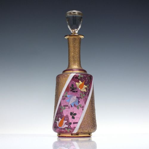 RARE ANTIQUE BOHEMIAN HAND ENAMELLED GLASS LIQUOR BAR SET C1900 - ADDITIONAL PHOTO 2