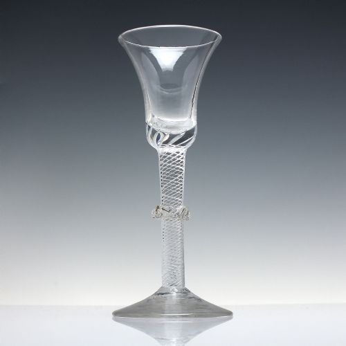 GEORGIAN WINE GLASS WITH VERMICULAR COLLAR C1750 - ADDITIONAL PHOTO 1