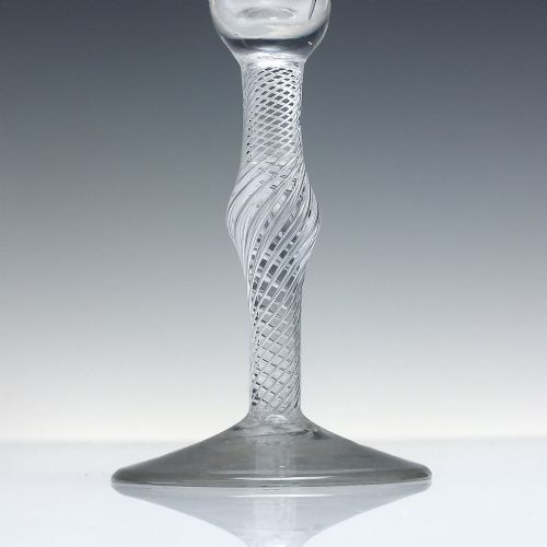 TALL 18TH CENTURY AIR TWIST ALE GLASS WITH HOPS BARLEY ENGRAVING C1750 - ADDITIONAL PHOTO 1