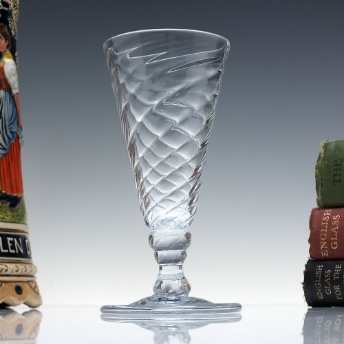 georgian full wrythen ale glass with folded foot c1780 - CATEGORY: ANTIQUE GLASS - DATED 18TH CENTURY