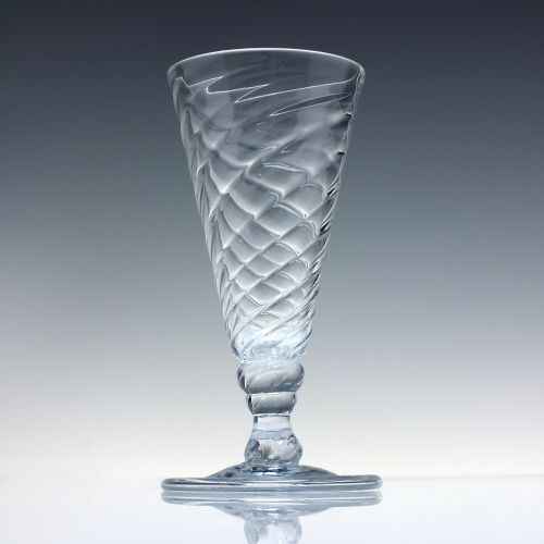 GEORGIAN FULL WRYTHEN ALE GLASS WITH FOLDED FOOT C1780 - ADDITIONAL PHOTO 1