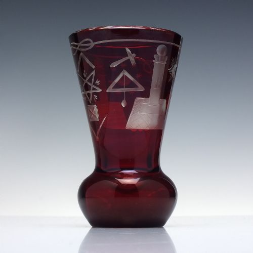 VICTORIAN MASONIC ENGRAVED FIRING GLASS C1880 - ADDITIONAL PHOTO 1