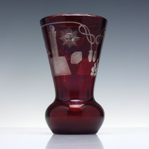 VICTORIAN MASONIC ENGRAVED FIRING GLASS C1880 - ADDITIONAL PHOTO 3