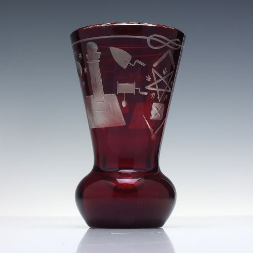 VICTORIAN MASONIC ENGRAVED FIRING GLASS C1880 - ADDITIONAL PHOTO 6