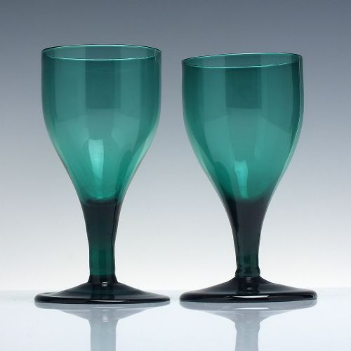 two georgian green wine glasses c1810 - CATEGORY: ANTIQUE GLASS - DATED GEORGIAN