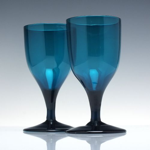 PAIR GEORGIAN PEACOCK BLUE WINE GLASSES C1800 - ADDITIONAL PHOTO 2