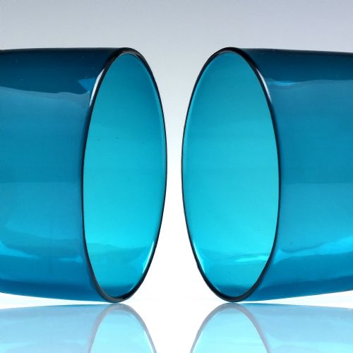 PAIR GEORGIAN PEACOCK BLUE WINE GLASSES C1800 - ADDITIONAL PHOTO 3