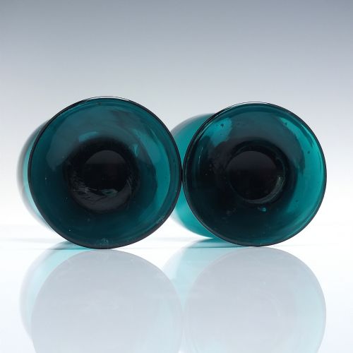 PAIR GEORGIAN TURQUOISE WINE GLASS C1820 - ADDITIONAL PHOTO 3