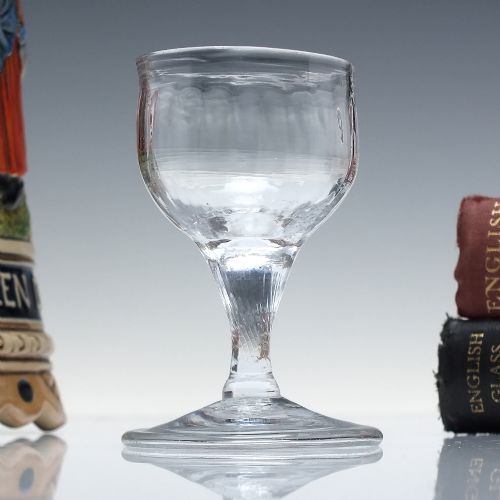 georgian rib moulded dram glass with folded foot c1740 - CATEGORY: ANTIQUE GLASS - DATED 18TH CENTURY