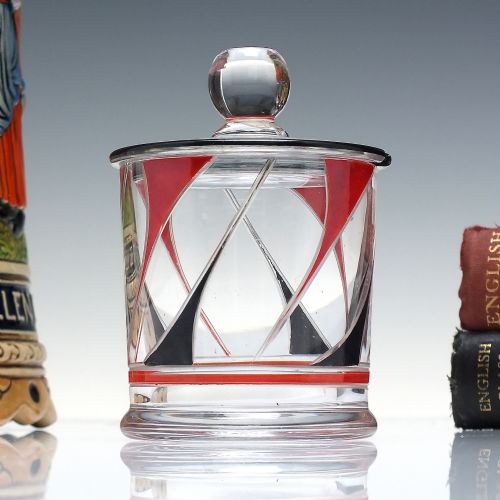 vintage art deco glass lidded jam or mustard pot c1930 - CATEGORY: ANTIQUE GLASS - DATED 1930