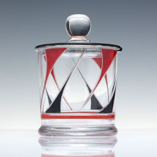 VINTAGE ART DECO GLASS LIDDED JAM OR MUSTARD POT C1930 - ADDITIONAL PHOTO 1