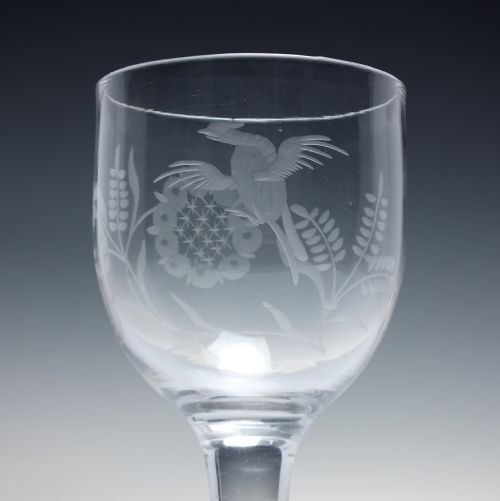 18TH CENTURY ENGRAVED PLAIN STEM WINE GLASS GOBLET C1750 - ADDITIONAL PHOTO 4