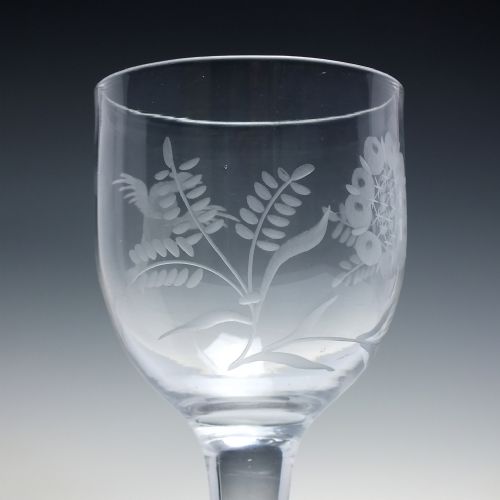 18TH CENTURY ENGRAVED PLAIN STEM WINE GLASS GOBLET C1750 - ADDITIONAL PHOTO 5