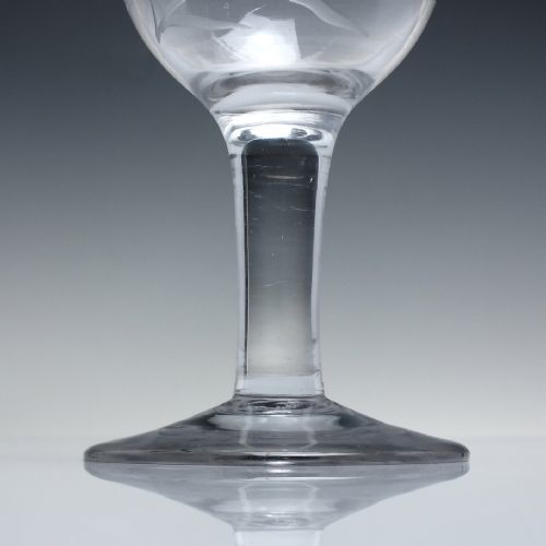 18TH CENTURY ENGRAVED PLAIN STEM WINE GLASS GOBLET C1750 - ADDITIONAL PHOTO 6