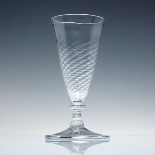 18TH CENTURY HALF WRYTHEN ALE GLASS C1780 WITH FOLDED FOOT - ADDITIONAL PHOTO 1
