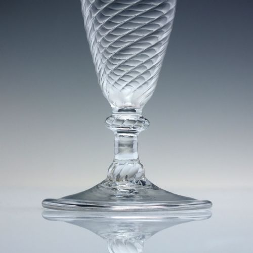 18TH CENTURY HALF WRYTHEN ALE GLASS C1780 WITH FOLDED FOOT - ADDITIONAL PHOTO 2