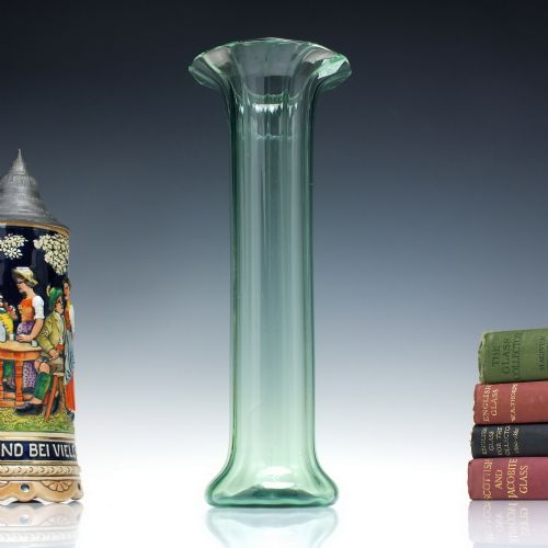 tall art nouveau green glass vase c1900 - CATEGORY: ANTIQUE GLASS - DATED 1900