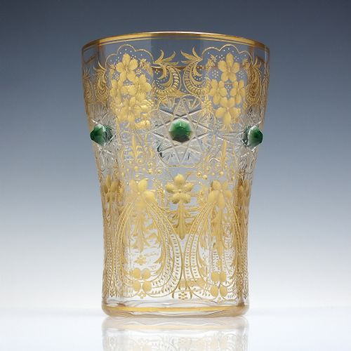 OUTSTANDING 19TH CENTURY ENGRAVED AND GILDED GLASS VASE C1880 - ADDITIONAL PHOTO 1