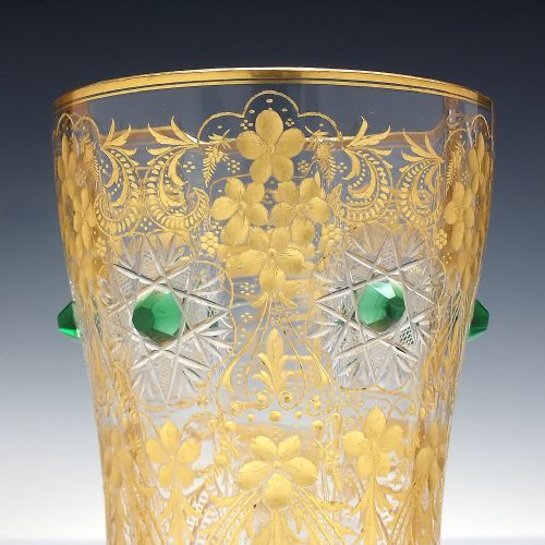 OUTSTANDING 19TH CENTURY ENGRAVED AND GILDED GLASS VASE C1880 - ADDITIONAL PHOTO 5