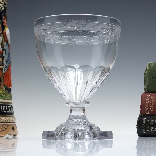 georgian engraved glass rummer with lemon squeezer foot c1800 - CATEGORY: ANTIQUE GLASS - DATED GEORGIAN