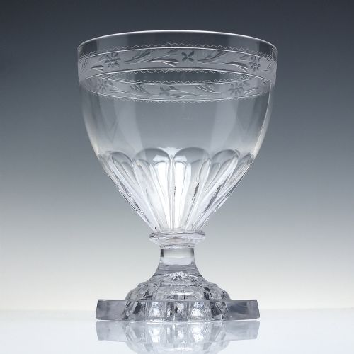 GEORGIAN ENGRAVED GLASS RUMMER WITH LEMON SQUEEZER FOOT C1800 - ADDITIONAL PHOTO 1