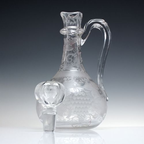 VICTORIAN ENGRAVED GLASS CLARET JUG C1870 - ADDITIONAL PHOTO 1