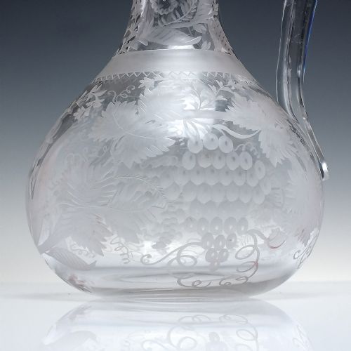 VICTORIAN ENGRAVED GLASS CLARET JUG C1870 - ADDITIONAL PHOTO 2