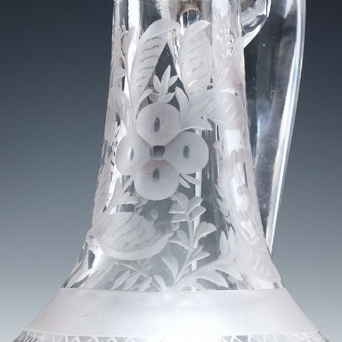 VICTORIAN ENGRAVED GLASS CLARET JUG C1870 - ADDITIONAL PHOTO 3