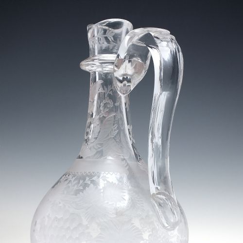 VICTORIAN ENGRAVED GLASS CLARET JUG C1870 - ADDITIONAL PHOTO 4