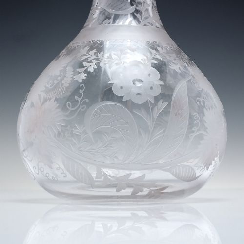 VICTORIAN ENGRAVED GLASS CLARET JUG C1870 - ADDITIONAL PHOTO 6