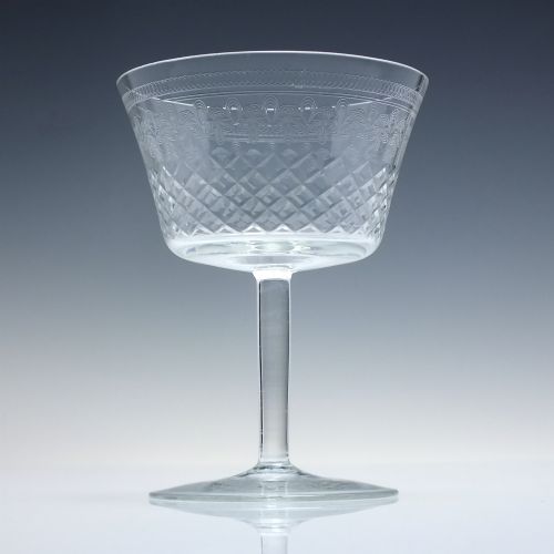 SIX ENGRAVED EDWARDIAN CHAMPAGNE GLASSES C1910 - ADDITIONAL PHOTO 1