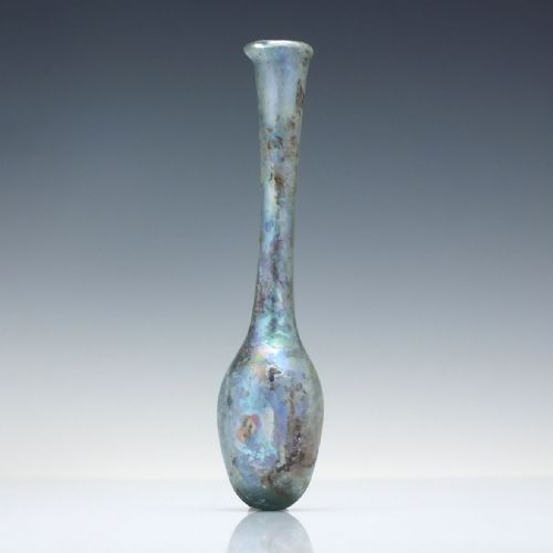 rare ribbed roman glass unguentarium 1st to 3rd century ce - CATEGORY: ANTIQUE GLASS - DATED BEFORE 1700