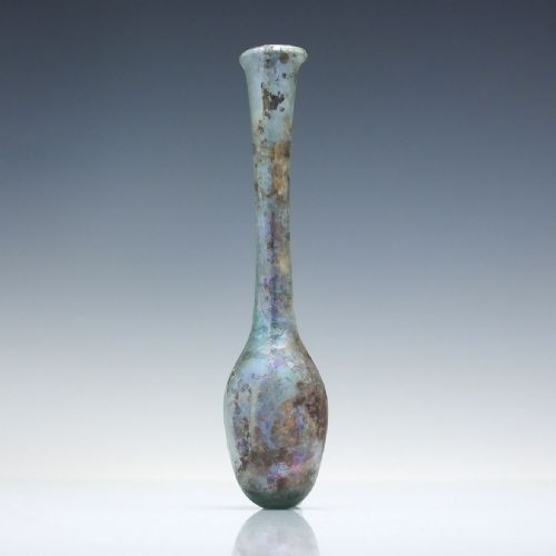 RARE RIBBED ROMAN GLASS UNGUENTARIUM 1ST TO 3RD CENTURY CE - ADDITIONAL PHOTO 2