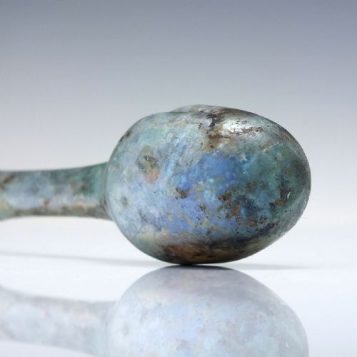 RARE RIBBED ROMAN GLASS UNGUENTARIUM 1ST TO 3RD CENTURY CE - ADDITIONAL PHOTO 3