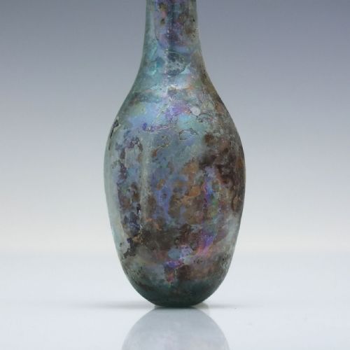 RARE RIBBED ROMAN GLASS UNGUENTARIUM 1ST TO 3RD CENTURY CE - ADDITIONAL PHOTO 4