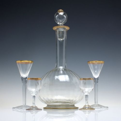 french daum nancy art nouveau glass c1900 six cordial six dram decanter - CATEGORY: ANTIQUE GLASS - DATED 1900