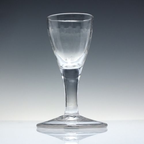 GEORGIAN PLAIN STEM SHORT WINE GLASS C1750 - ADDITIONAL PHOTO 1
